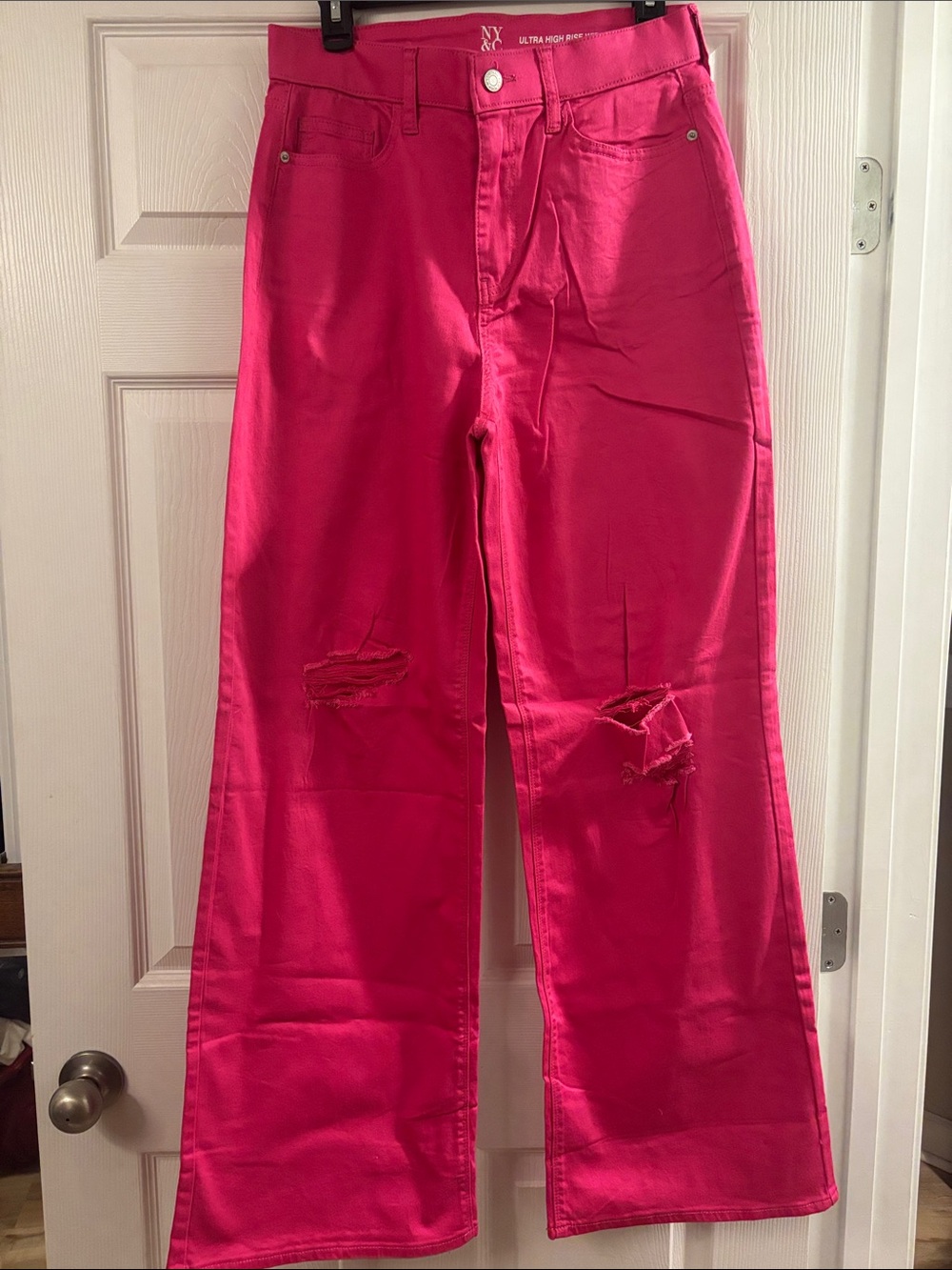 New York & Company Bright Pink Wide-Leg Jeans
